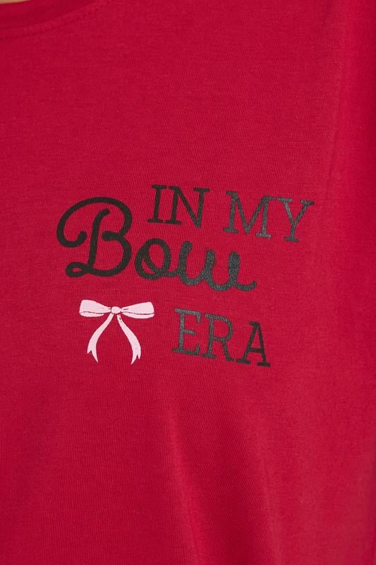 PixieGirl Petite Women's Red 'In My Bow Era' Slogan Pyjama Set| PixieGirl 4
