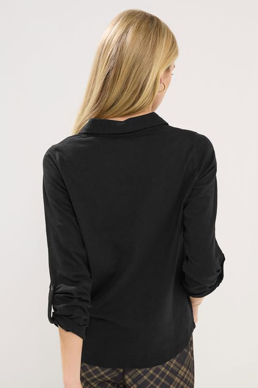 PixieGirl Petite Women's Black Rolled Sleeve Shirt | PixieGirl 3