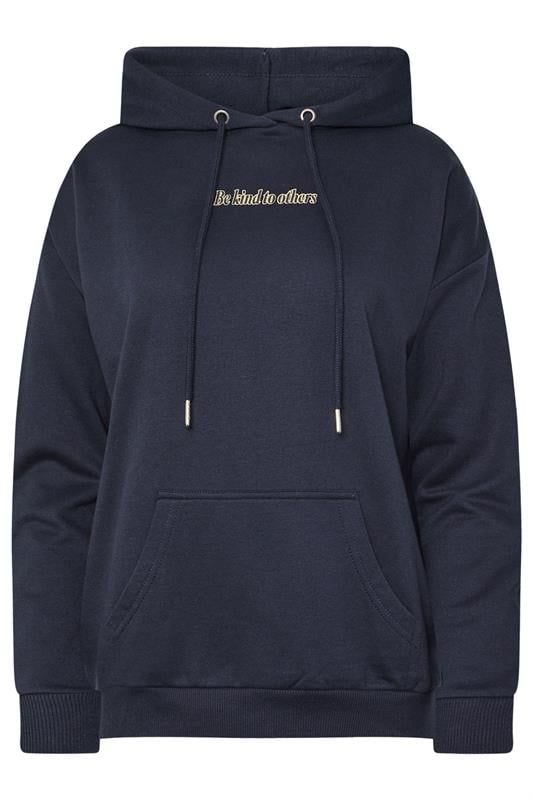 PixieGirl Petite Women's Navy Blue Slogan Drawstring Hoodie | PixieGirl 5