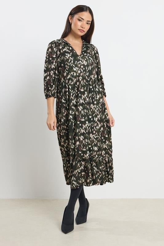 PixieGirl Petite Women's Khaki Green Camo Midaxi Dress | PixieGirl 2
