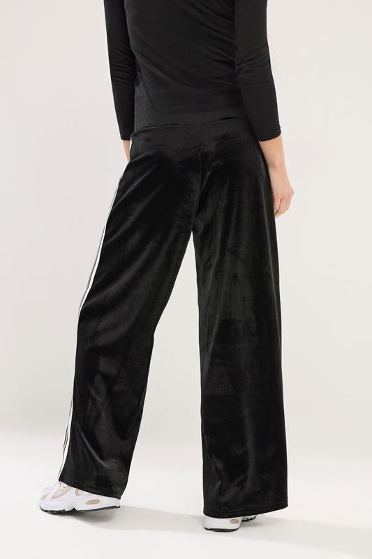 PixieGirl Petite Womens Black Velour Side Stripe Trousers | PixieGirl 3