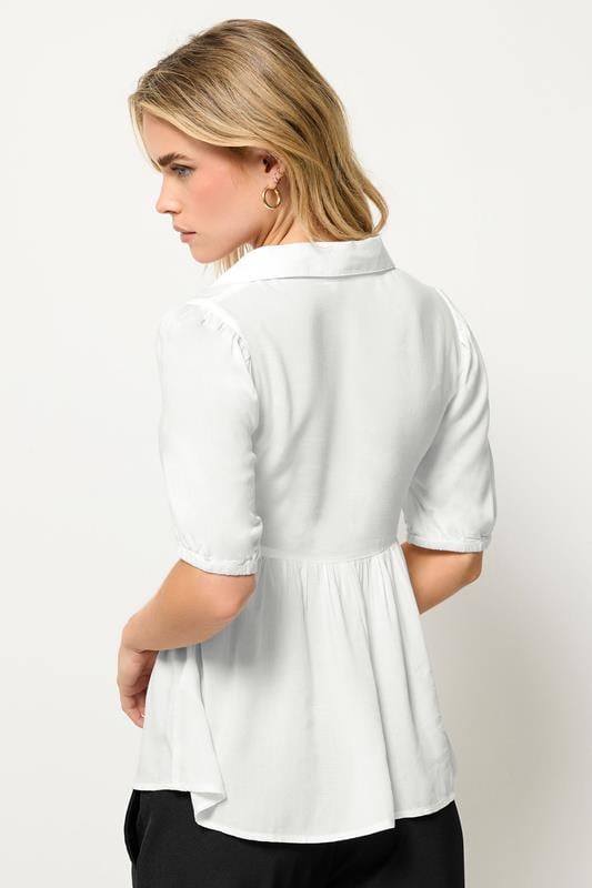 PixieGirl Petite Women's White Woven Twist Front Top | PixieGirl 3