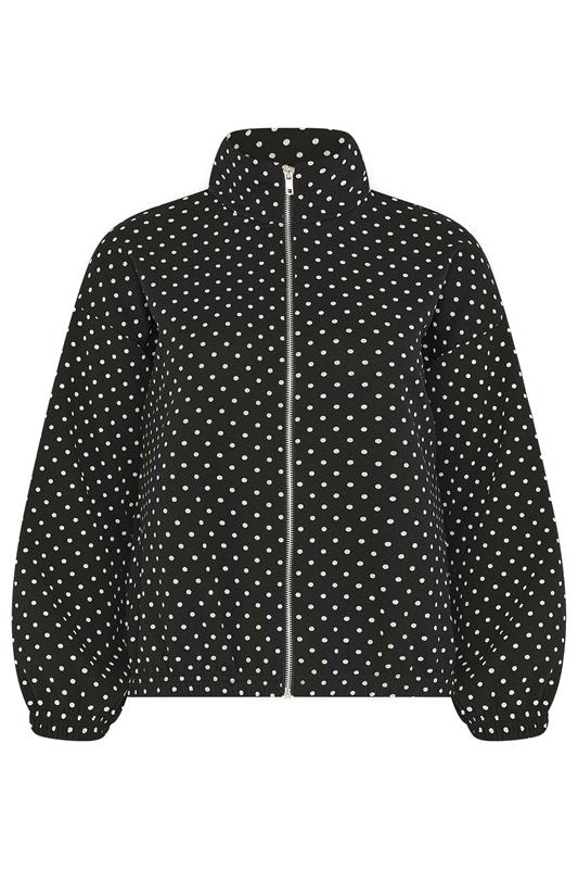 PixieGirl Petite Women's Black Polka Dot Funnel Neck Jacket | PixieGirl 5