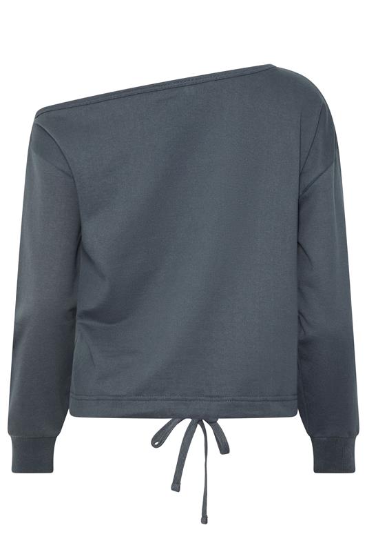 PixieGirl Petite Women's Dark Blue Off Shoulder Sweatshirt | PixieGirl 1