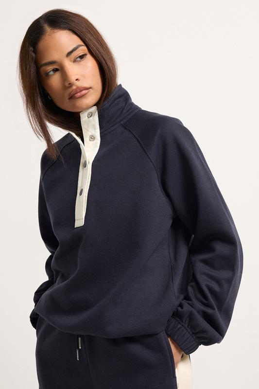  PixieGirl Petite Navy Blue Funnel Neck Sweatshirt