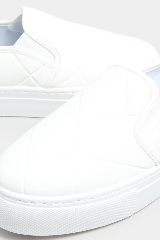 White Quilted Slip-On Trainers In Extra Wide Fit 5