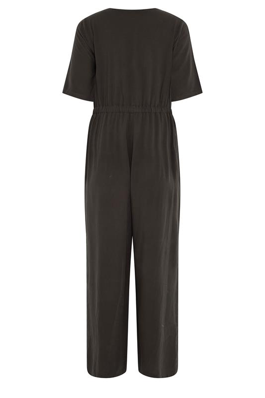 M&Co Petite Chocolate Brown Tie Waist Jumpsuit | M&Co 6