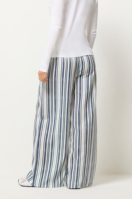 PixieGirl Petite Women's Blue Striped Wide Leg Trousers | PixieGirl 3