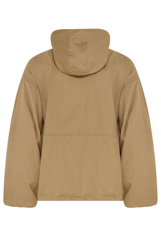 PixieGirl Petite Women's Stone Brown Half Zip Hooded Windbreaker Jacket | PixieGirl  6