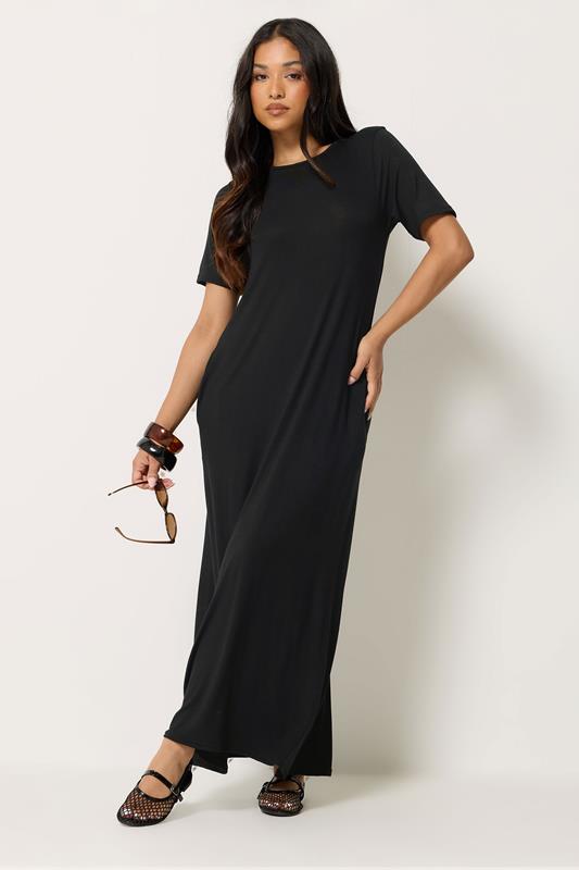  PixieGirl Petite Black Short Sleeve T-Shirt Maxi Dress