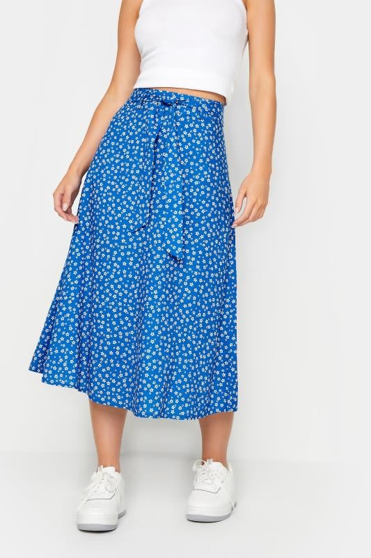 PixieGirl Petite Women's Blue Ditsy Floral Print Midi Skirt | PixieGirl 2