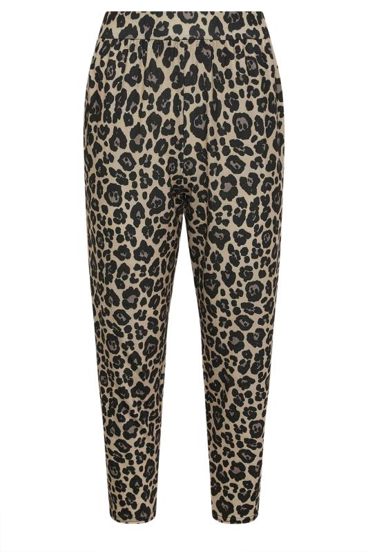PixieGirl Petite Womens Brown Leopard Print Harem Trousers | PixieGirl 5