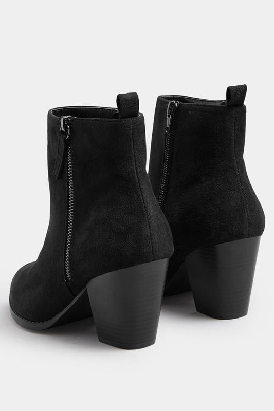 Black Faux Suede Block Heel Ankle Boots In Wide E Fit & Extra Wide EEE Fit | Yours Clothing 5