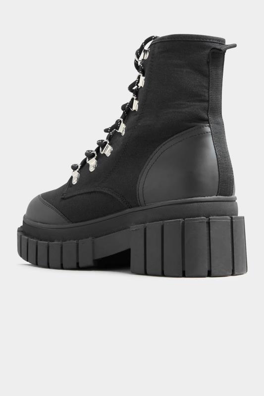 LIMITED COLLECTION Black Canvas Chunky Combat Boots In Wide Fit | Yours Clothing 5