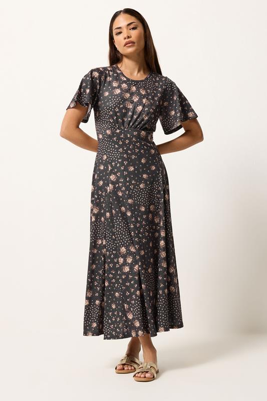  PixieGirl Petite Brown Patchwork Midi Dress