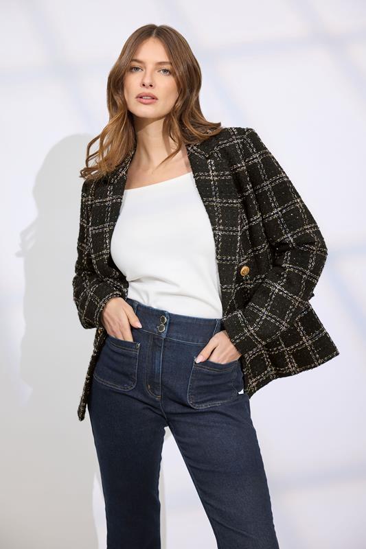 Women's  STAR Black Check Boucle Blazer