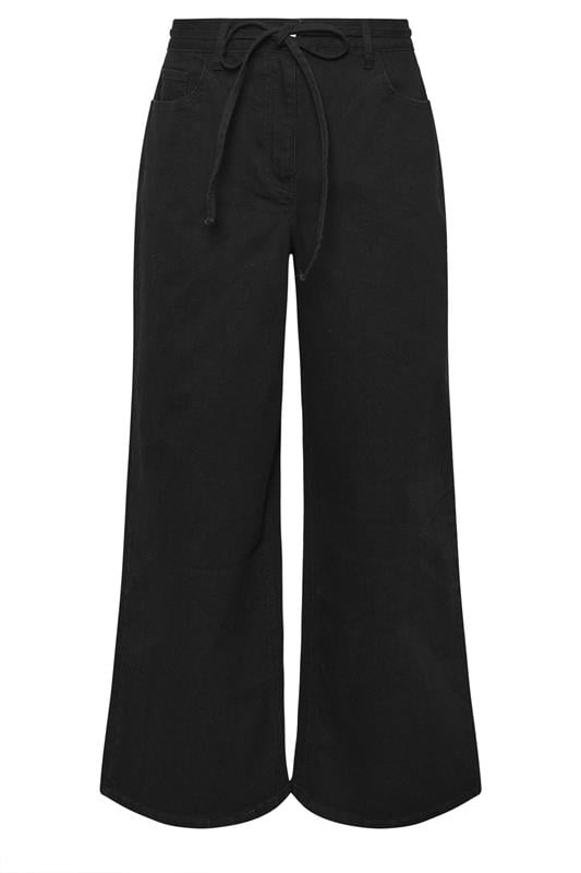 PixieGirl Petite Women's Black Belt Tie Wide Leg Jeans | PixieGirl  6