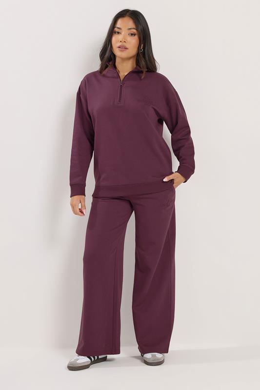 PixieGirl Petite Women's Burgundy Red 'Monte Carlo' Slogan Quarter Zip Sweatshirt | PixieGirl 2