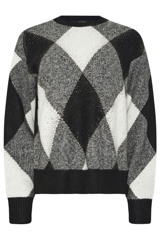 STAR Black Argyle Knitted Jumper | StarByJM 5