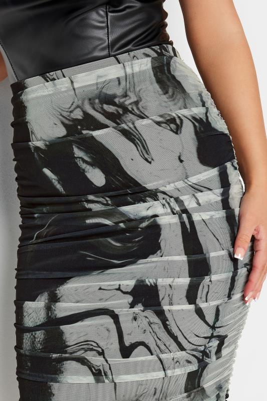 PixieGirl Petite Black Abstract Print Ruched Mesh Skirt | PixieGirl  4