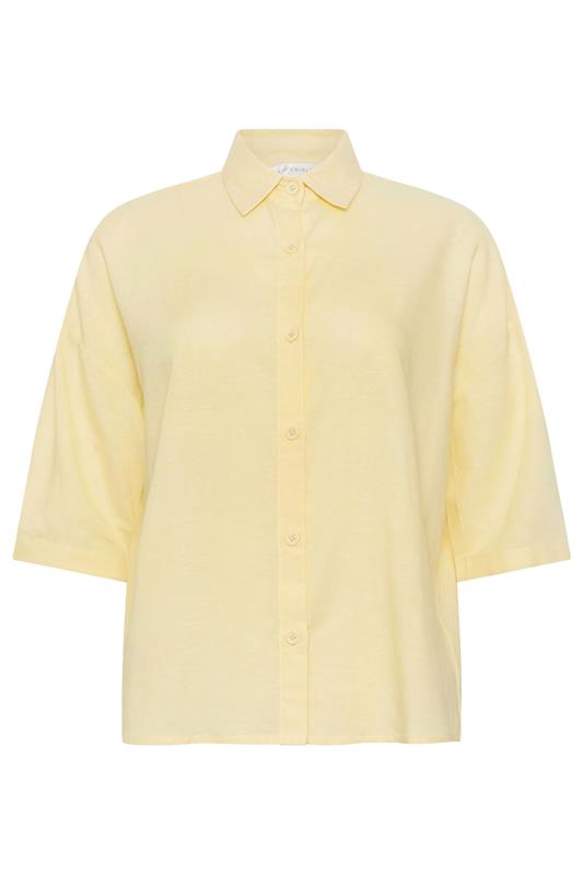 little suzie TIGHT HEM BUTTON TUBE イエロー PixieGirl Petite Women's Yellow Short Sleeve Linen Shirt | PixieGirl