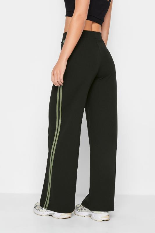 PixieGirl Black & Khaki Green Stripe Wide Leg Trousers | PixieGirl  3