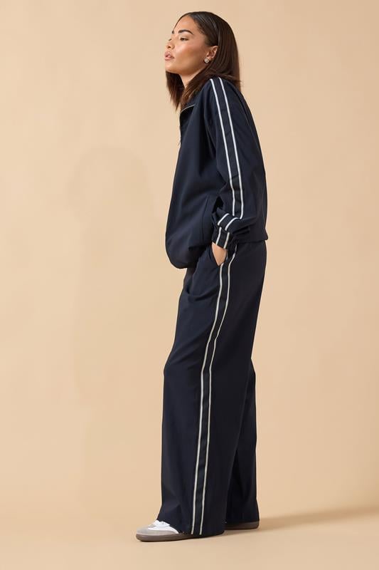Petite  PixieGirl Petite Navy Blue & White Side Stripe Trousers