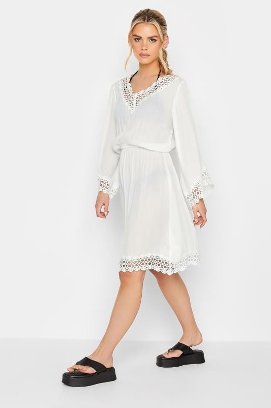 Petite  PixieGirl White Crochet Kaftan Dress