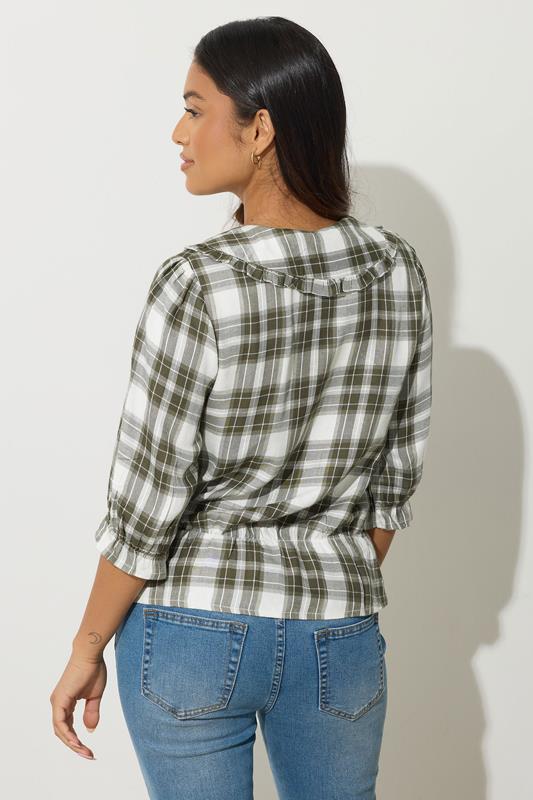 PixieGirl Petite Women's Green Check Collar Smock Top | PixieGirl 3