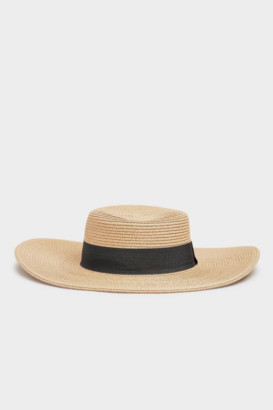 Natural Brown Straw Wide Brim Boater Hat | Yours Clothing 1