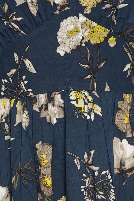 PixieGirl Navy Blue Floral Midaxi Tea Dress | PixieGirl  5