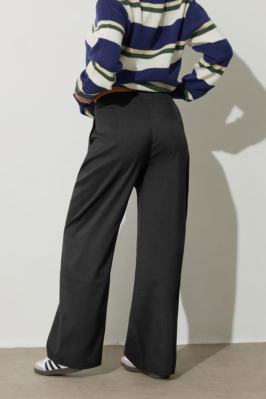 PixieGirl Petite Women's Black Buckle Wide Leg Trousers | PixieGirl 3