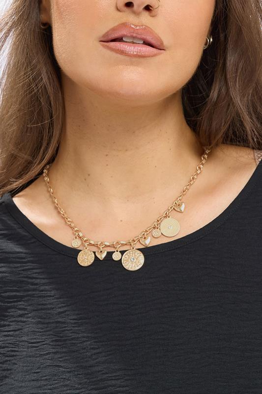 Gold Tone Pendant Charm Necklace