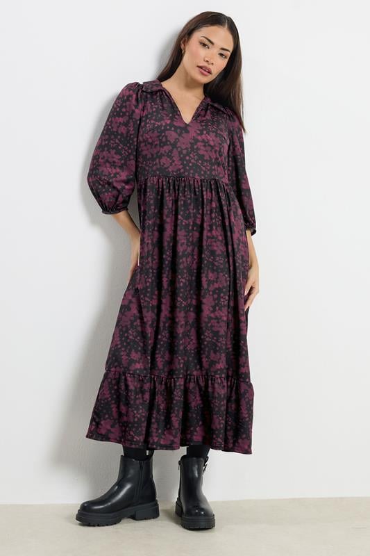 Petite  PixieGirl Petite Burgundy Red Abstract Midaxi Dress