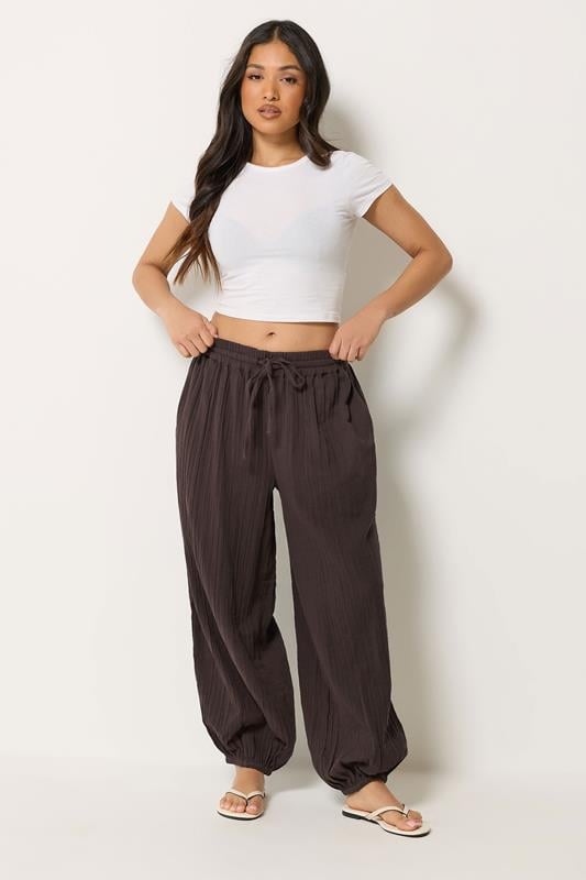  PixieGirl Petite Chocolate Brown Cheesecloth Cotton Balloon Trousers