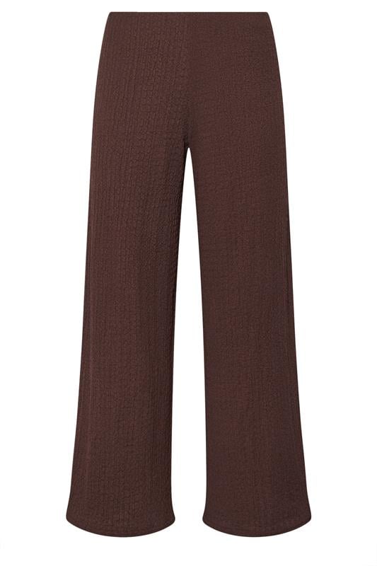 PixieGirl Petite Women's Brown Bubble Textured Wide Leg Trousers | PixieGirl 5