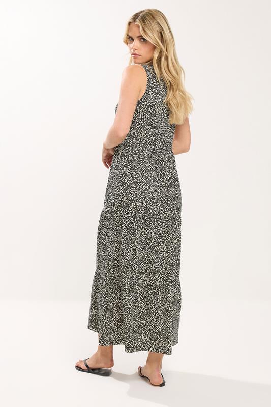 M&Co Petite Black Animal Print Cotton Sleeveless Tiered Maxi Dress | M&Co 2