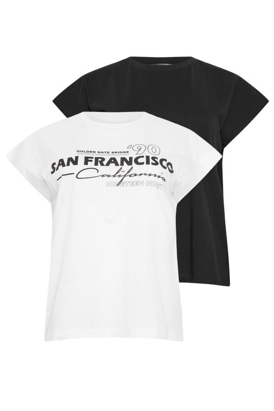 PixieGirl 2 PACK Petite Women's White & Black 'San Francisco' Slogan T-Shirts | PixieGirl 7