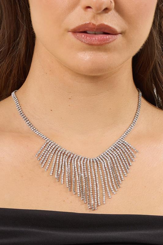 Plus Size  Yours Silver Tone Diamante Statement Choker Necklace