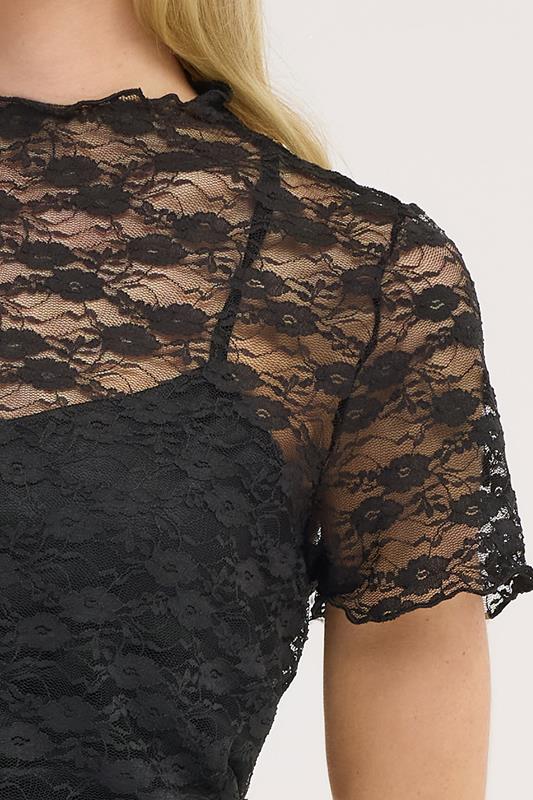 PixieGirl Petite Women's Black Lace Short Sleeve Dress | PixieGirl 4
