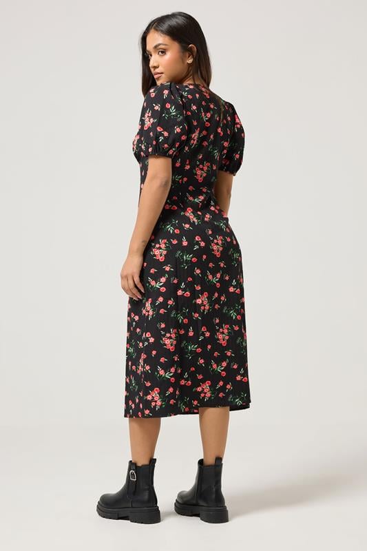 PixieGirl Petite Women's Black Rose Button Tea Dress | PixieGirl 2
