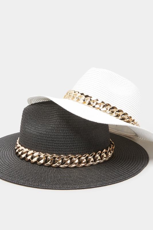 Black Straw Chain Fedora Hat | Yours Clothing  3