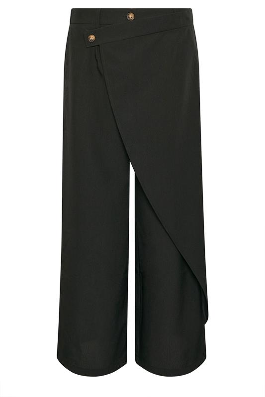 PixieGirl Petite Women's Black Wrap Wide Leg Trousers | PixieGirl 5