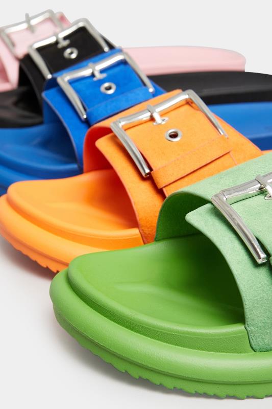 Orange Buckle Strap Mule Sandals In Wide E Fit & Extra Wide EEE Fit | Yours Clothing 9