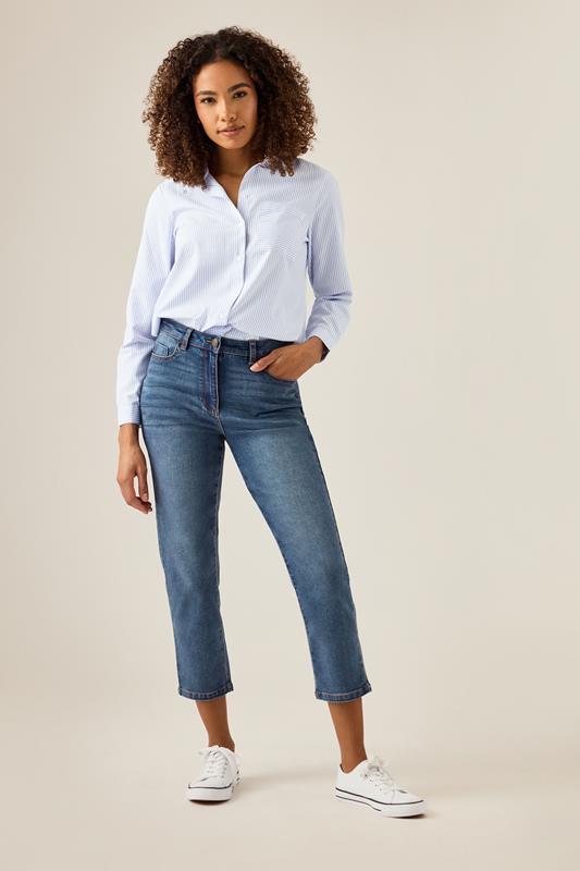  M&Co Blue Mid Wash Cropped Jeans