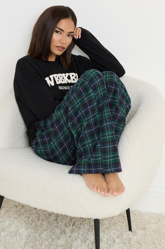 PixieGirl Petite Women's Navy Blue Cotton Check Pyjama Bottoms | PixieGirl 6