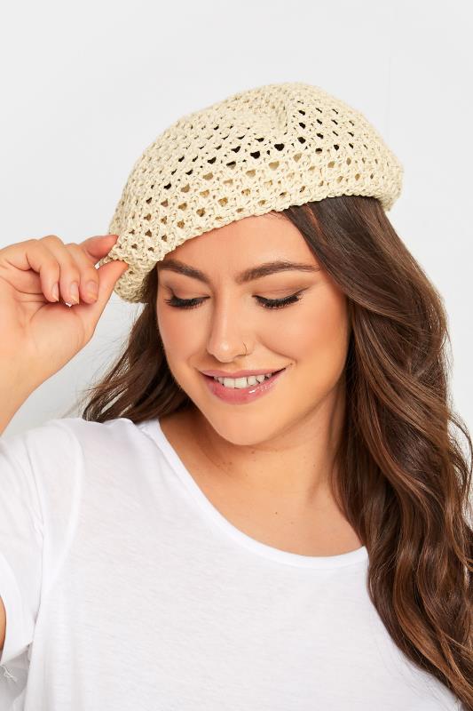 Plus Size  Yours Cream Straw Beret