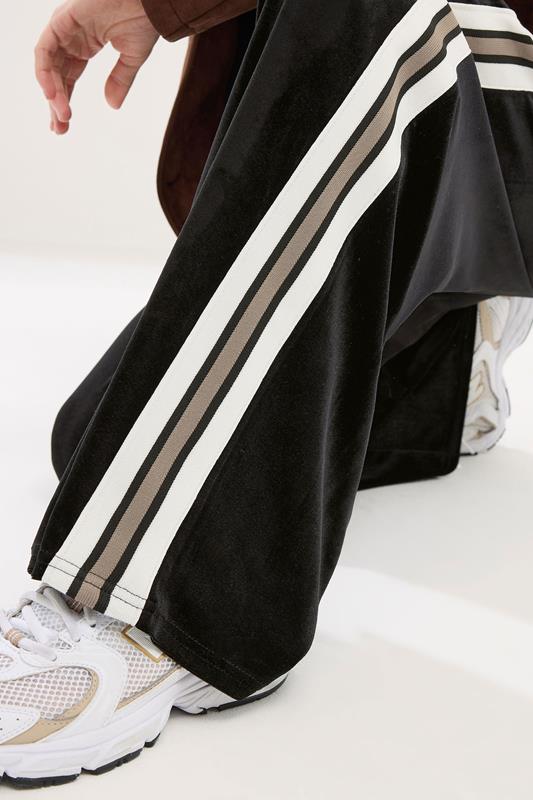 PixieGirl Petite Womens Black Velour Side Stripe Trousers | PixieGirl 4