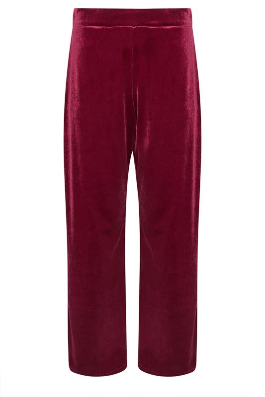 PixieGirl Petite Women's Burgundy Red Velour Wide Leg Trousers | PixieGirl 5
