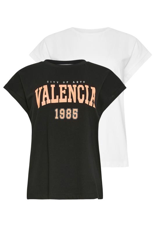 PixieGirl 2 PACK Petite Women's Black & White 'Valencia' Slogan T-Shirts | PixieGirl 7